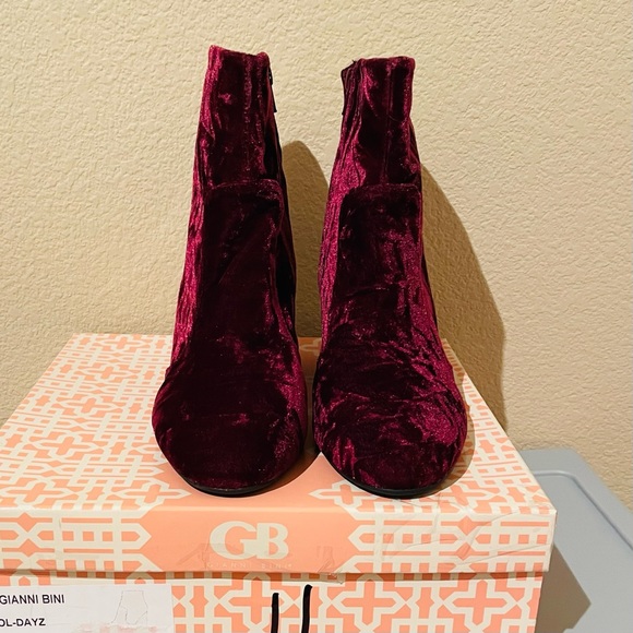 GB GIANNI BINI Cool Dayz Velvet Burgundy Ankle Boots | Size 11 - Picture 2 of 6
